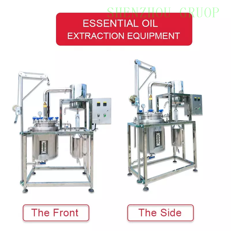 Máquina de extracción de aceite esencial de iris lila de destilación de limoncillo a pequeña escala 100L